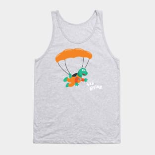 cartoon illustration of skydiving with litlle dinosaur Tank Top